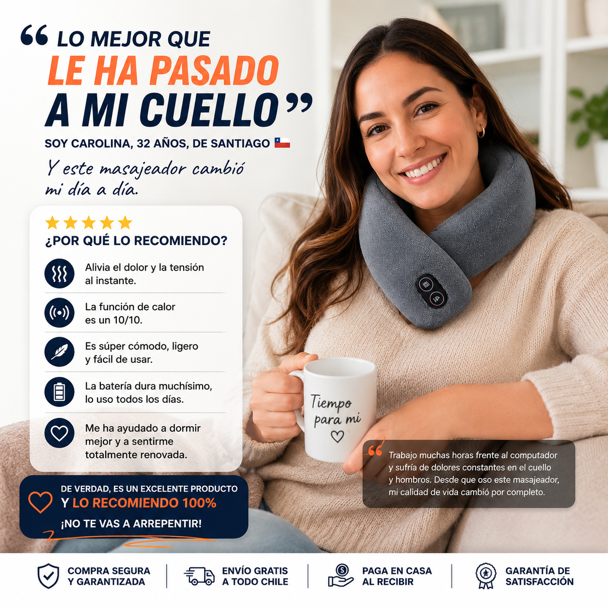 HeatRelief™ – Calor terapéutico + masaje vibratorio para aliviar el dolor cervical al instante